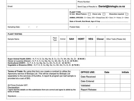 Leaf Analysis Reporting Service For Sale