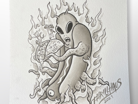 Alien Hotdog- Original Painting Sale