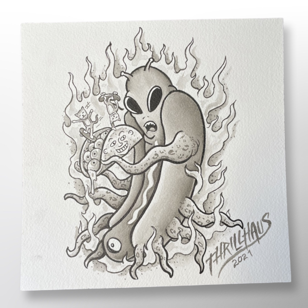 Alien Hotdog- Original Painting Sale