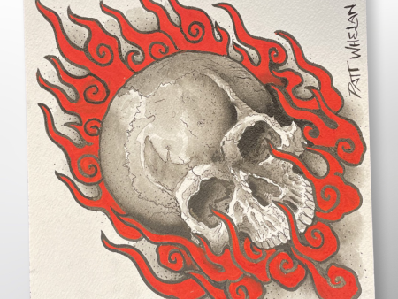 Flamey Skull- Original Painting For Cheap