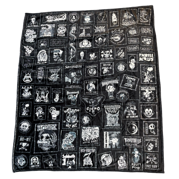 Thrillhaus Punk Patches Fleece Blanket Fashion