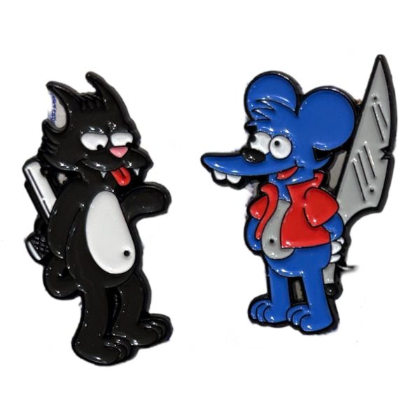 Itchy and Scratchy Enamel Pin Set For Cheap